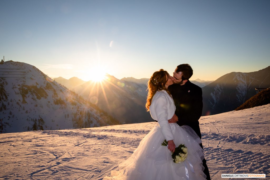 Matrimonio sulla neve a Bergamo di Tatiana e Rocco